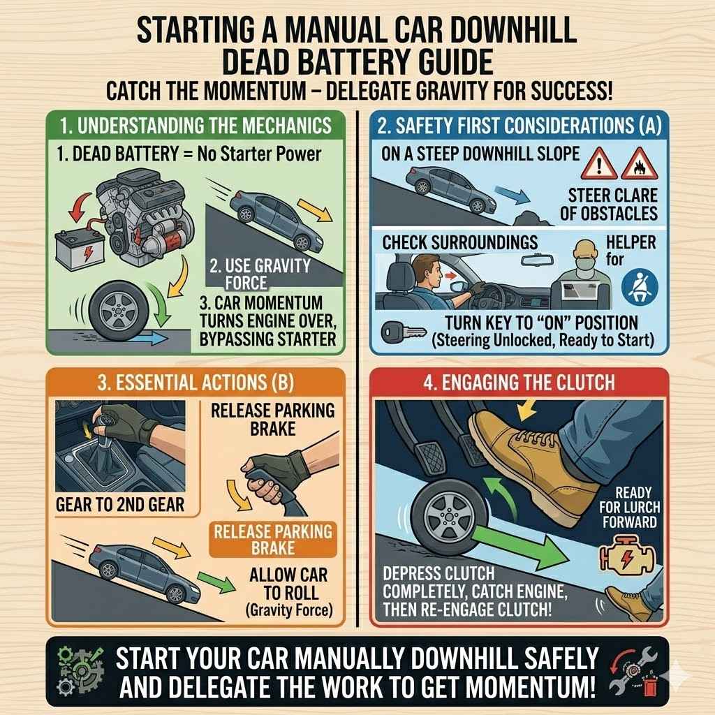 Starting a Manual Car Downhill Dead Battery Guide