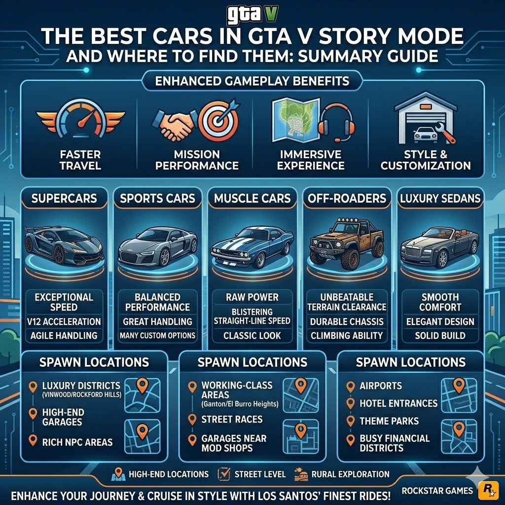The Best Cars in GTA 5 Story Mode and Where to Find Them Summary