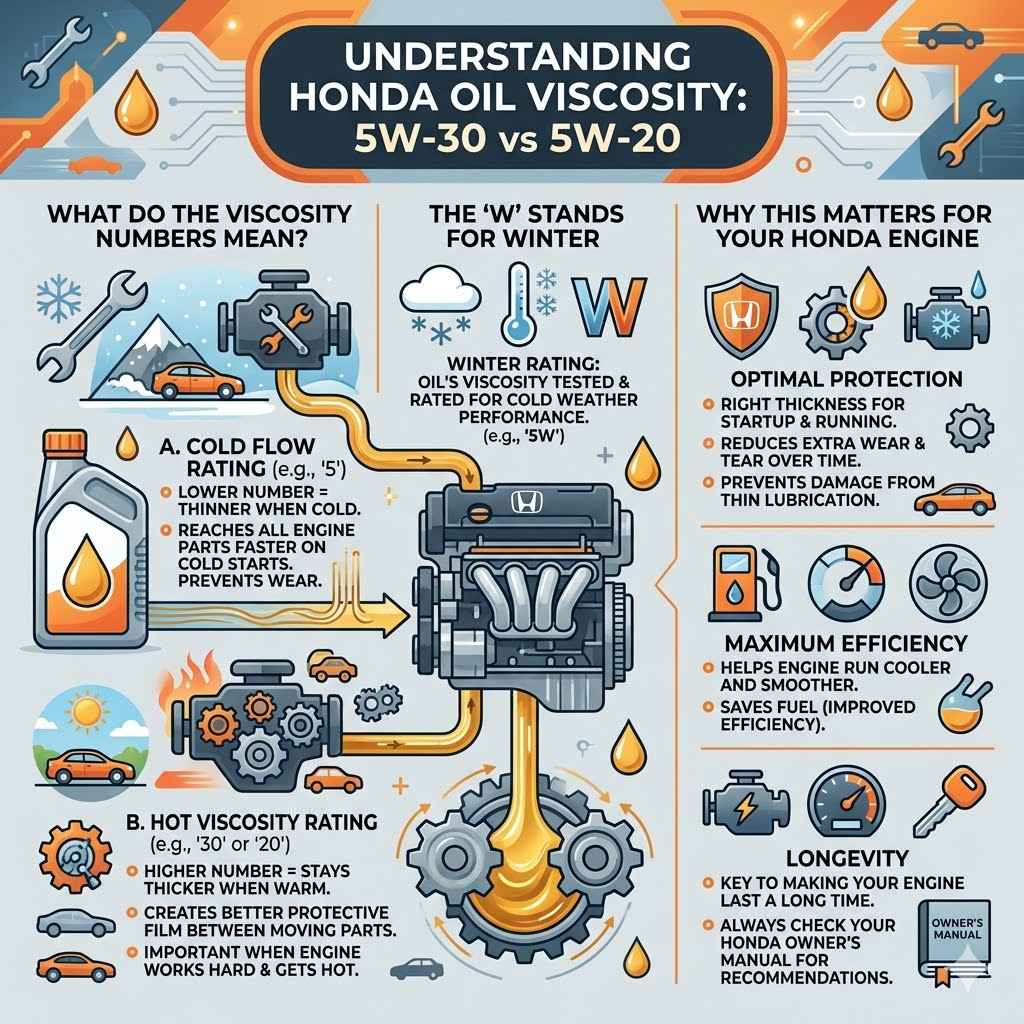 Understanding Honda Oil Viscosity 5W30 vs 5W20