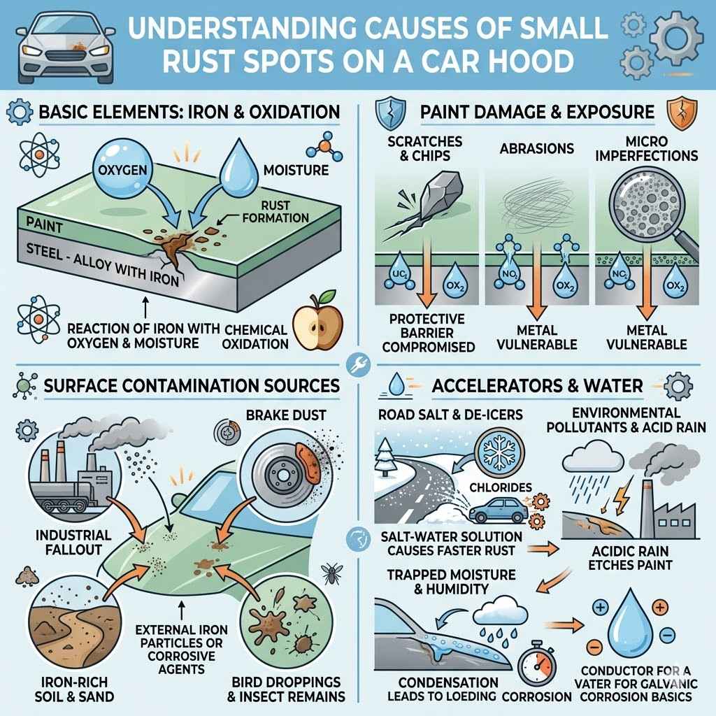 Understanding What Causes Small Rust Spots on a Car Hood