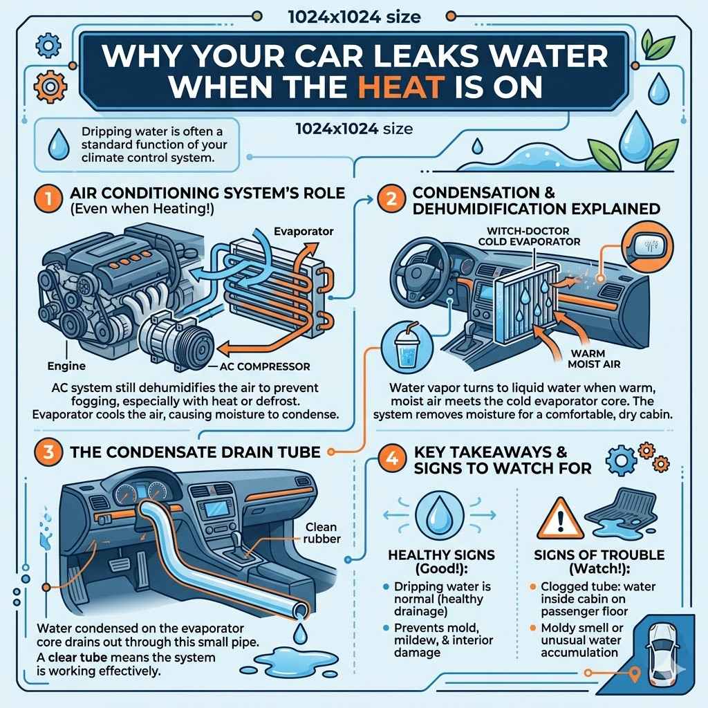 Why Your Car Leaks Water When The Heat Is On