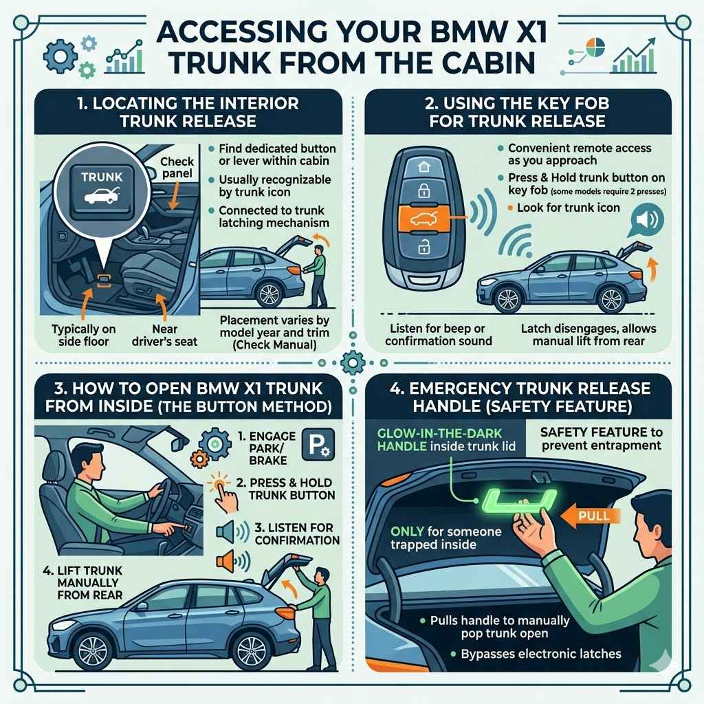 Accessing Your BMW X1 Trunk From The Cabin