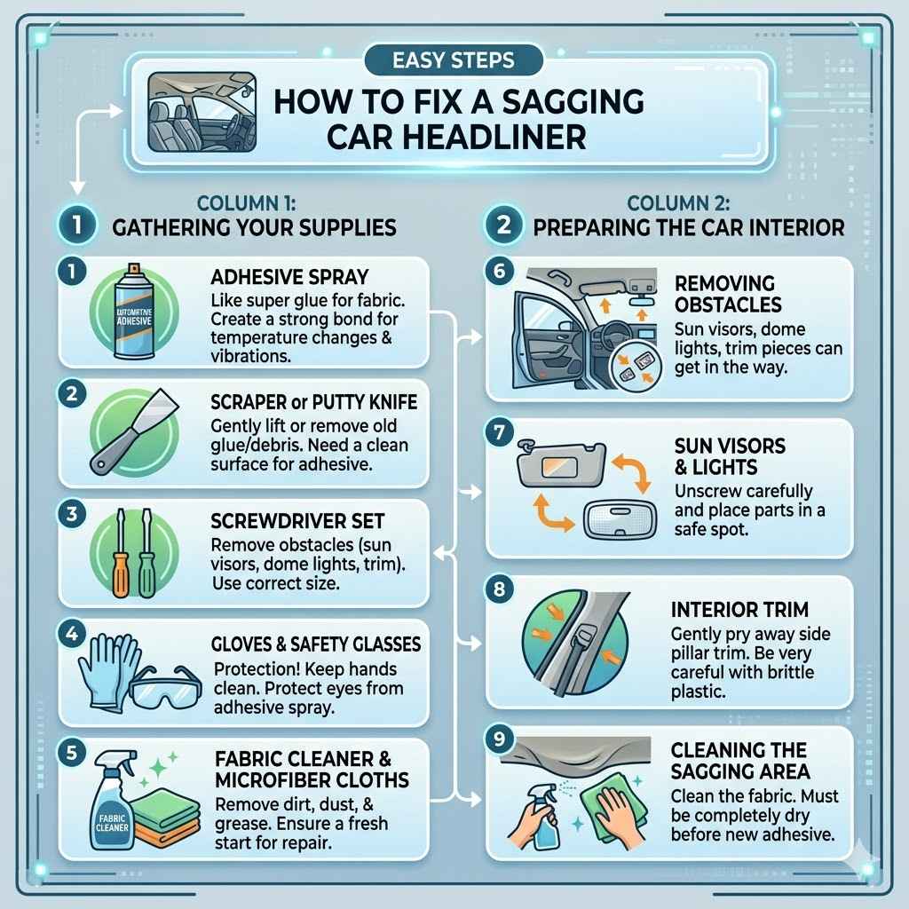 Easy Steps How to Fix a Sagging Car Headliner