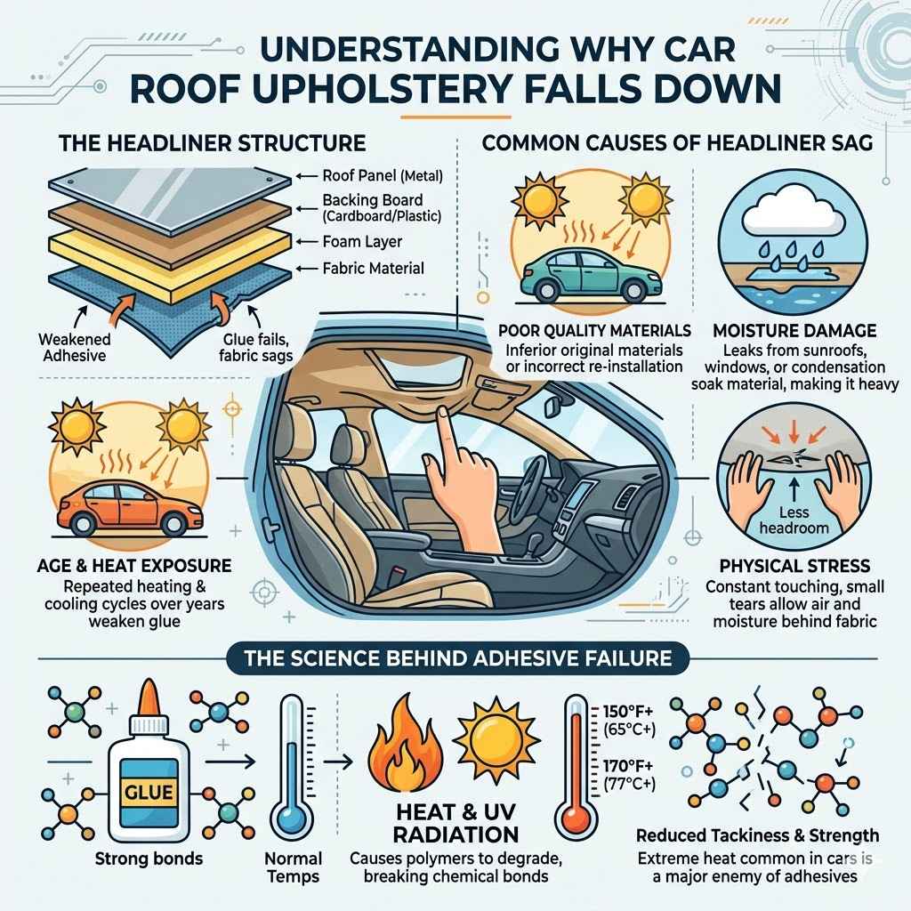 Understanding Why Car Roof Upholstery Falls Down