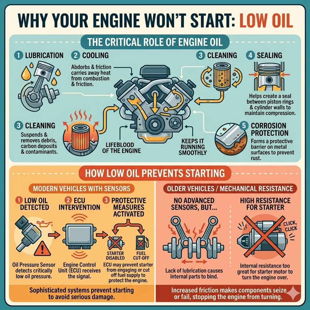 Why Your Engine Won't Start Low Oil