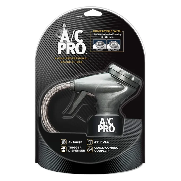 A/C Pro R134a refrigerant gauge and hose reusable recharge kit