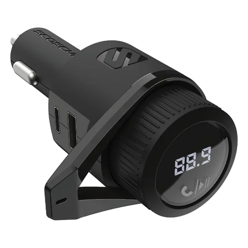 Scosche BTFM9 FM Bluetooth Transmitter Car, Dual 12W USB-C and USB-A Charging Ports, Fast Type C Car Charger, Wireless R