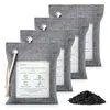Bamboo charcoal air purifying bags with burlap covering and hanging hooks