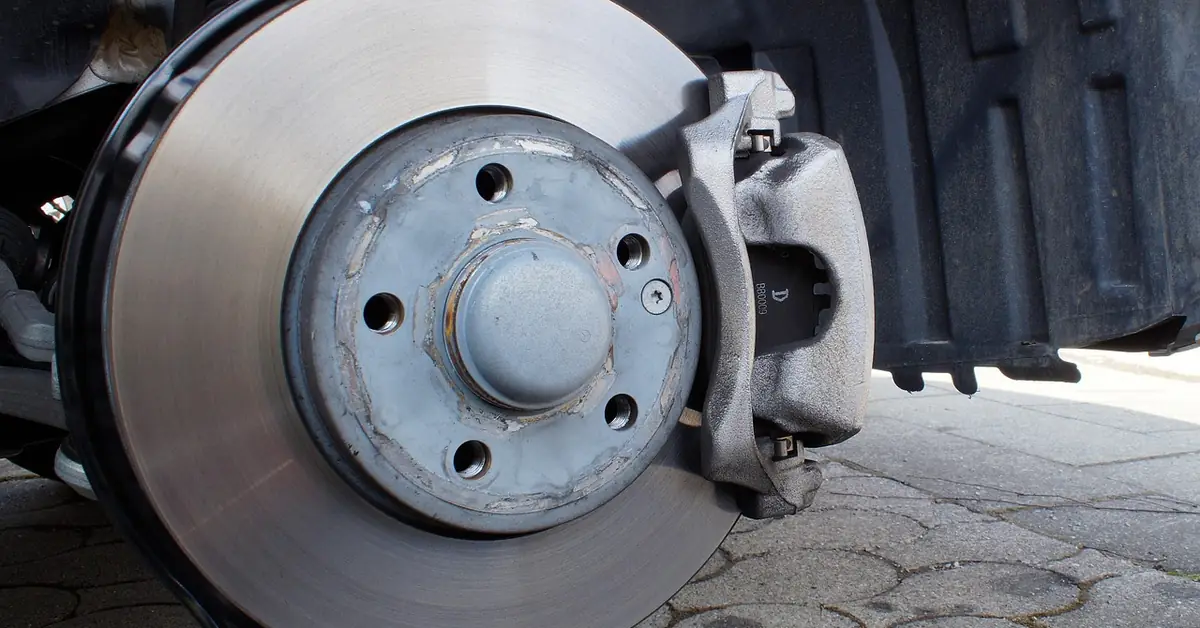 Front disc brake with rotor, hub and caliper visible