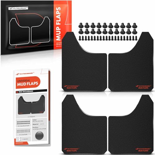 A-Premium Universal Mud Flaps, 4 Pack Black Splash Guards fo