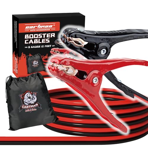 Heavy duty 6 gauge jumper cables with carry bag