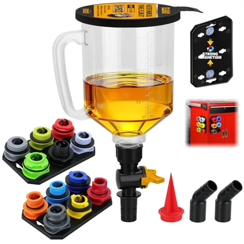 No-spill engine oil funnel kit