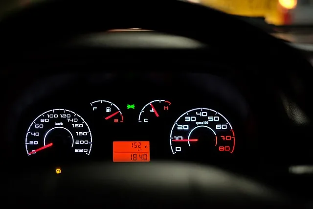 Chevy dashboard showing speedometer and driver information display