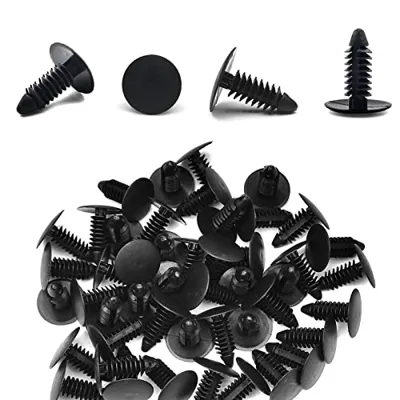 100pcs Bumper Plugs Front License Plate Holes Cover Clips, Bumper Shield Fender Liner Push Pin Retainer Clips 6030441 Compatible with Jeep Dodge Ram Chrysler (Black)