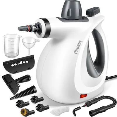 Phueut Pressurized Handheld Multi-Surface Natural Steam Cleaner with 12 pcs Accessories, Multi-Purpose Steamer for Home Use, Steamer for Cleaning