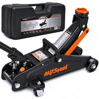 AV Steel Floor Jack 1.5 Ton (3300 lbs), Hydraulic Trolley Jack with Solid Storage Case, Hydraulic Jack for Car with Single Piston Pump, Portable Car