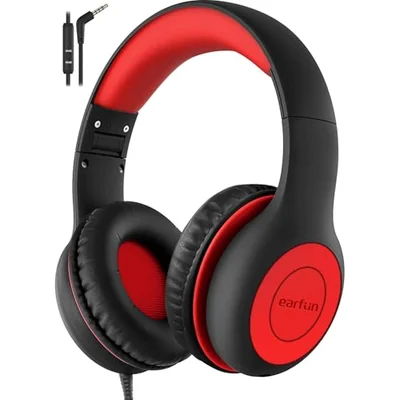 EarFun K1 Kids Headphones Wired with Mic, Volume Limit Headphones for Kids