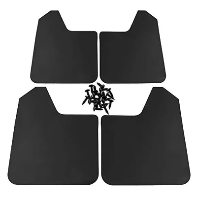 Universal Basic Mud Flaps Set Black Car Mudguard Splash Guards with Accessories for Trucks Cars SUVs Vans