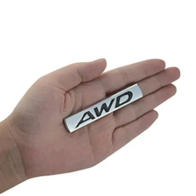 1Pc AWD Logo Emblem Tailgate Side 3D Metal Sticker Badge Car Decals - Chrome Finish Metal Emblem AWD Badge Fit for 4 Wheel Drive SUV Off Road Tailgate (Chrome Black)