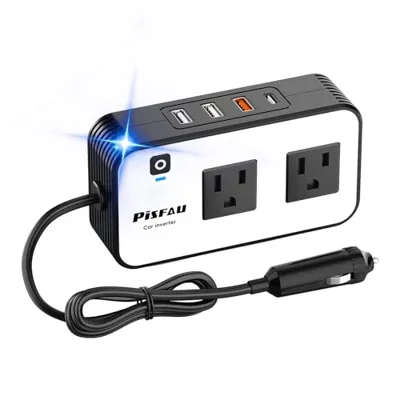 200W Car Power Inverter, PiSFAU DC 12V to 110V AC ...