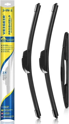 3 Pack Windshield Wiper Blades Compatible with 2007-2017 Jeep Wrangler 2008-2018 Wrangler JK Original Factory Quality Front Rear Wipers Blade Set for My Car - 15