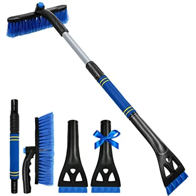 34" Extendable Ice Scrapers For Car Windshield 2-in-1 Snow Brush For C