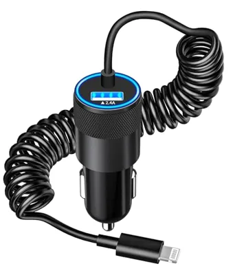 Apple MFi Certified iPhone Car Charger Fast Charging + 6FT Lightning Cable