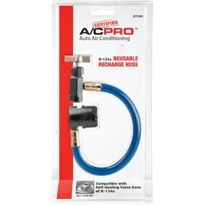 A/C Pro Certified Car Air Conditioner Refrigerant Recharge Kit, Includes Hose and Can Tap Dispenser for R-134A
