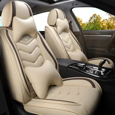 ADERN Car Seat Covers for Lincoln Navigator 2000-2025, Premium Nappa Leather Car Seat Cover, Stylish Sport Seat Covers， Automobile Seat Cover Sets.(Luxury 2 Seats/Beige)