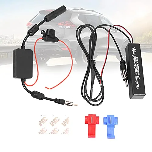 KSaAuto 12V Car Antenna Booster Stereo FM AM Radio Signal Amplifier Amp for Car Vehicle Truck SUV Boat Marine UTV RV Accessories FM Amplifier Audio Radio Stereo Media Head Unit Receiver