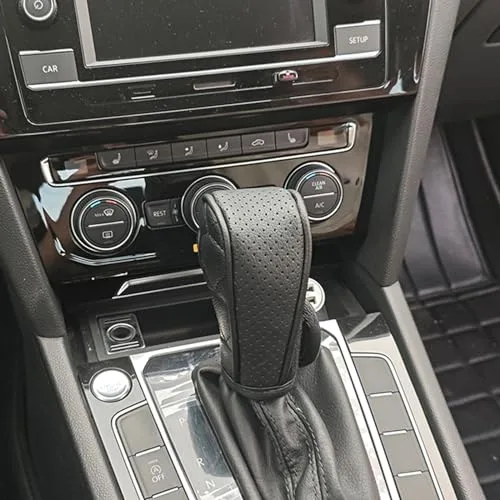 Hirificing Gear Shift Knob Cover PU Leather Car Stick Shift Knob Cover, Manual/Automatic Automotive Gear Handle Shifter Knob Rod Dust Cover Waterproof and Breathable Protector(Black)