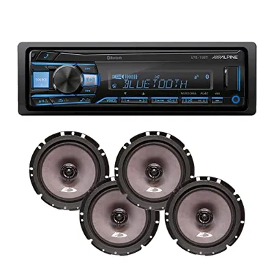 Alpine UTE-73BT Bluetooth Car Stereo with 4 SXE-1726S 220W Coaxial ...
