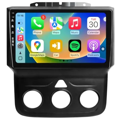 Android 13 Car Stereo for Dodge RAM 1500 2500 3500 2013-2018 with Wireless Carplay & Android Auto, QLED Touch Screen 9inch Head Unit, GPS, Radio, Bluetooth, 5G WiFi, 1080P HD Back-up Camera, FM, SWC