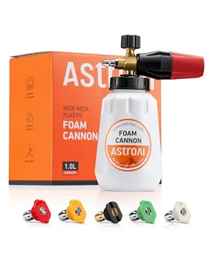 AstroAI Foam Cannon, Heavy Duty Car Foam Blaster Wide Neck Adjustable Snow Foam Lance and Thick Foam for Pressure Washer with 1/4