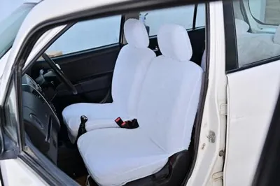 Atist Cotton Car Seat Cover for Toyota Etios (5 Seater) (All Detachable Headrest) (White)