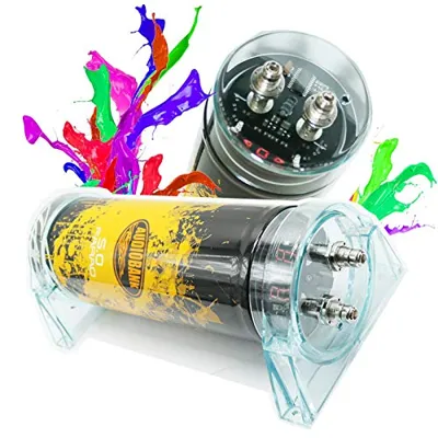 Audobank AB-5.0 5 Farad Digital Capacitor for Car Audio Including Power 12Volts Digital Red 3 Digit Voltage Display and Chrome Plated Battery Post Lightning LED