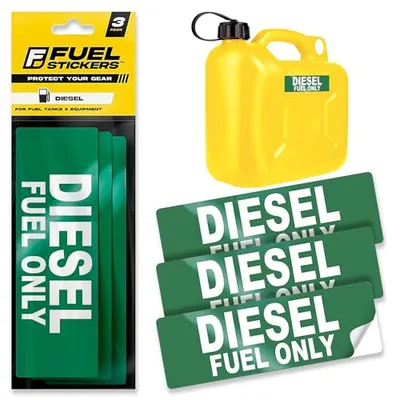 Diesel Only Sticker - 3-Pack - Fuel Identification Labels for Fuel Tank, Tractor, and Heavy Equipmen