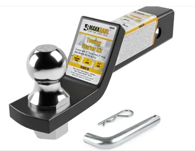 MaxxHaul 50547 Trailer Hitch Mount with 2 inch Ball and Pin - Fits 2 inch Receiver 2 inch Drop 7,500, Fits 2 Inch Square Receiver, 2 Inch Drop, 6,000 lbs. Capacity, Includes 2 Inch Trailer Ball and Pin & Clip