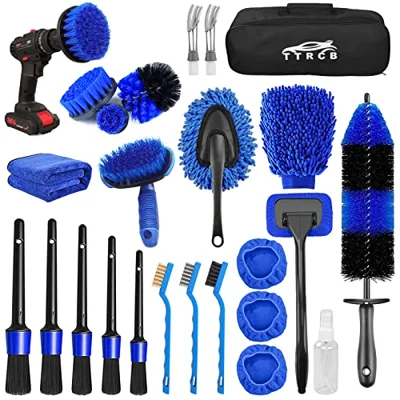 26Pcs Car Detailing Brush Set, Car Detailing Kit, Car Detailing Brushes, Car Cleaning Kit, Car Windshield Cleaning To...
