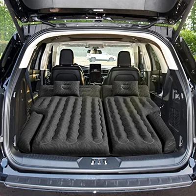 Umbrauto SUV Air Mattress for Trunk: Upgraded Car Camping Mattress with Flocked Surface and Extra Thick Bottom, Van Sleeping Bed for Back Seat with Pu