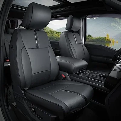 DiffCar for Ford F150 Seat Covers 2015-2023 2024 2025 2026,Full Set Leather Waterproof Black Trucks Pickup Seat Covers Custom Fit for Ford F150 Access