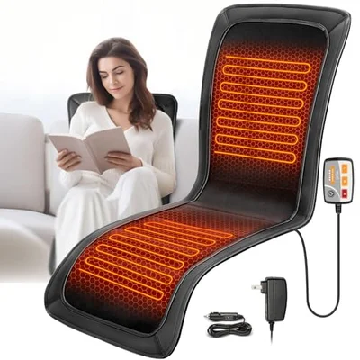 Heated Seat Covers, 43.31”Longer PU Leather Comfortable Seat Cushion, Universal Full...