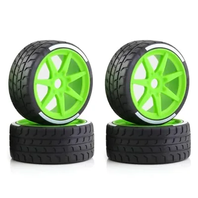 cvking Drift Tire RC Tyres Compatible with Arrma for Infraction for Limitless for HPI WR8 for HSP fo diecast model in red with gold wheels