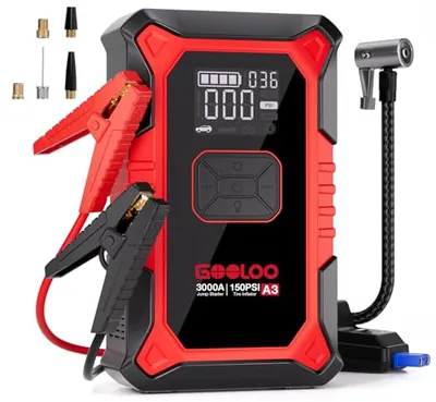 GOOLOO A3 12V 3000A Portable Jump Starter with Air Compressor