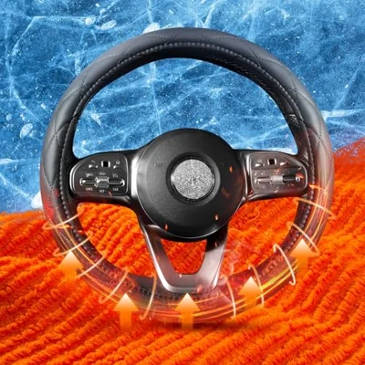 Heated Steering Wheel Cover - WARMITORY Luxury Steering Wheel Heater, 12V Quick Hand Warmer, 14.5-15 inches Outer Diameter for Standard-Size Car Steer