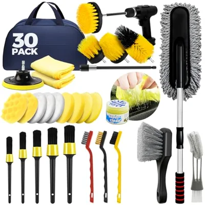 ALFLOD 30Pcs Car Detailing Kit for Interior, Exterior and Wheel Cleaning