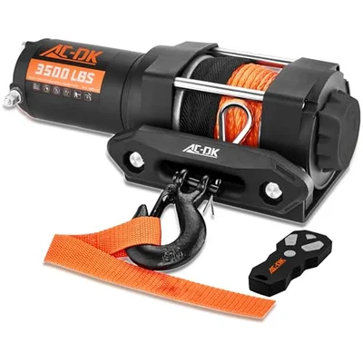 AC-DK 3500 lb ATV/UTV Winch Synthetic Rope Kits, 12V Winch with Wireless Remote for...