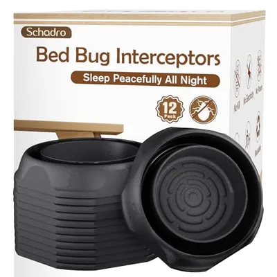 Bed Bug Interceptors, 12 Pack Bed Bug Traps, Insect Detector for Bed, Sofa & All Furniture. 24/7 Mon