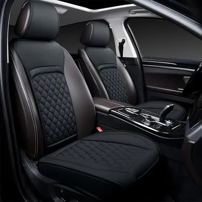 Joy Forserve Front Car Seat Covers for BMW,Leather Waterproof Seat Protector Custom Fit BMW X, i, and M Models, 3-8 Series, Including X5, 328i, etc,2 Pack,Black