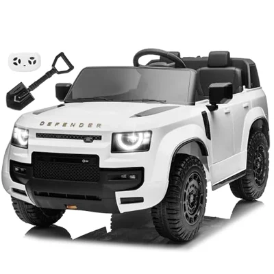 Beblinglet 24V Licensed Land Rover 2 Seater Ride on Car for Kids, LED Light, Spring Suspension, White